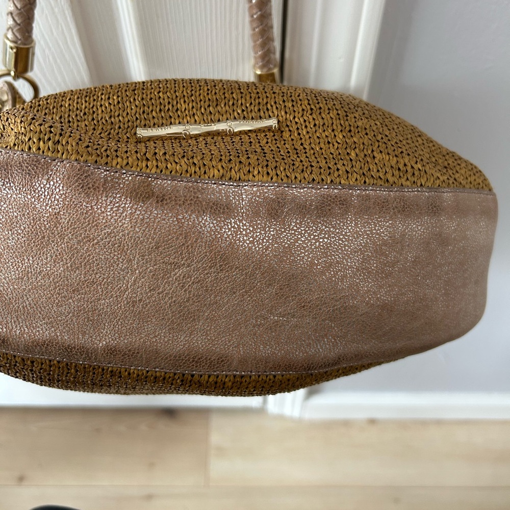 Elaine Turner Bamboo Collection Woven Bamboo and Leather large Hobo Bag - Picture 6 of 9